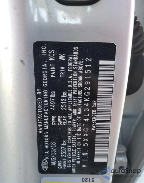 2019 Kia Optima Lx from USA, damaged, VIN 5XXGT4L34KG291512